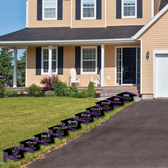 Big Dot of Happiness Purple Graduation Lawn Decorations - 10 Piece {4}