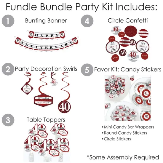 Big Dot of Happiness We Still Do - 40th Wedding Anniversary - Anniversary Party Supplies - Banner Decoration Kit - Fundle Bundle {3}