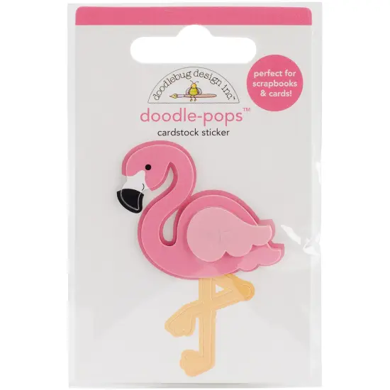 Doodlebug Doodle-Pops 3D Stickers-Pink Flamingo {1}