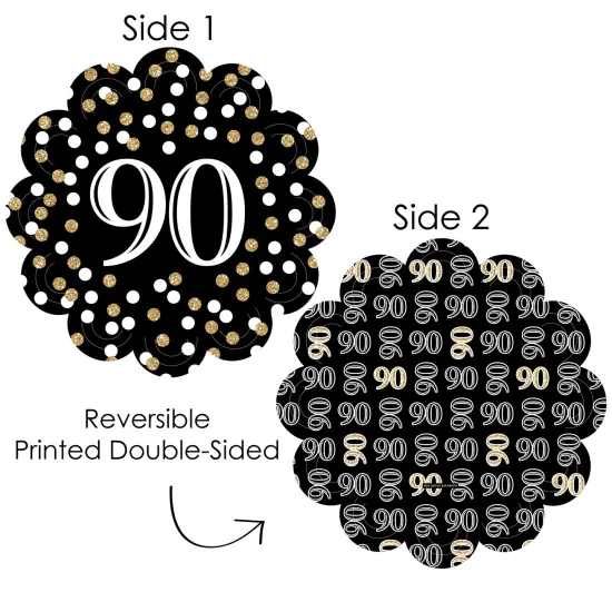 Big Dot of Happiness Adult 90th Birthday - Gold - Birthday Party Round Table Decorations - Paper Chargers - Place Setting For 12 {4}