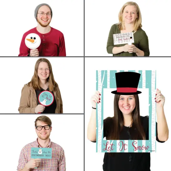 Big Dot of Happiness Let It Snow - Snowman - Christmas and Holiday Party Selfie Photo Booth Picture Frame and Props - Printed on Sturdy Material {3}