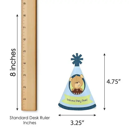 Big Dot of Happiness Baby Boy Teddy Bear - Mini Cone Baby Shower Party Hats - Small Little Party Hats - Set of 8 {7}