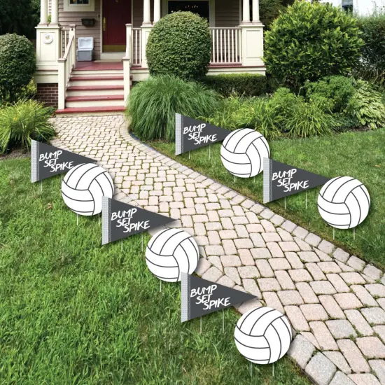 Big Dot of Happiness Bump, Set, Spike - Volleyball Lawn Decorations - Outdoor Baby Shower or Birthday Party Yard Decorations - 10 Piece {1}