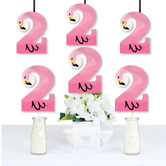 Big Dot of Happiness 2nd Birthday Pink Flamingo - Two Shaped Decorations DIY Tropical Second Birthday Party Essentials - Set of 20 {1}