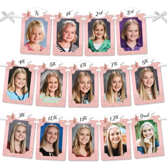 Big Dot of Happiness Rose Gold Grad - DIY Graduation Party Decor - K-12 School Picture Display - Photo Banner {1}