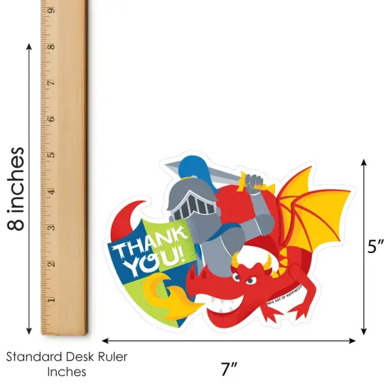 Big Dot of Happiness Calling All Knights and Dragons - Shaped Thank You Cards - Medieval or Birthday Party Thank You Cards with Envelopes - Set of 12 {7}