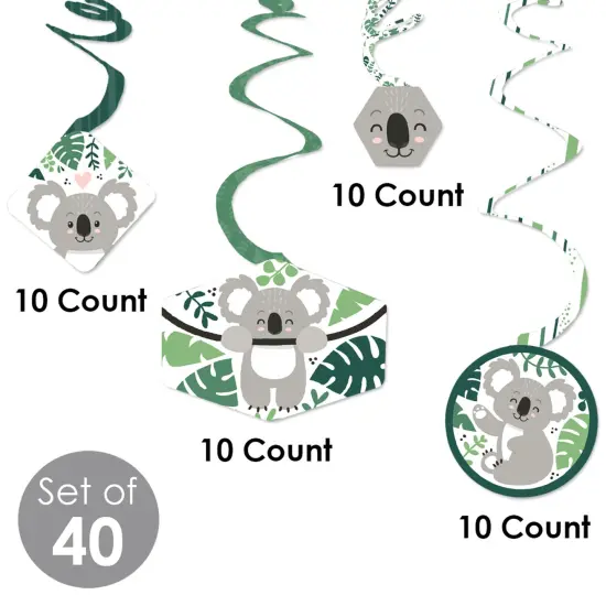Big Dot of Happiness Koala Cutie - Bear Birthday Party and Baby Shower Hanging Decor - Party Decoration Swirls - Set of 40 {6}