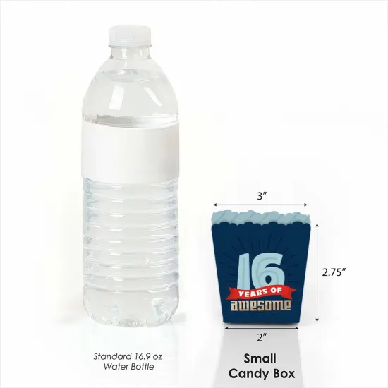 Big Dot of Happiness Boy 16th Birthday - Party Mini Favor Boxes - Sweet Sixteen Birthday Party Treat Candy Boxes - Set of 12 {3}