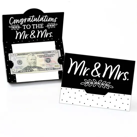 Big Dot of Happiness Mr. and Mrs. - Black and White Wedding or Bridal Shower Money and Gift Card Holders - Set of 8 {1}