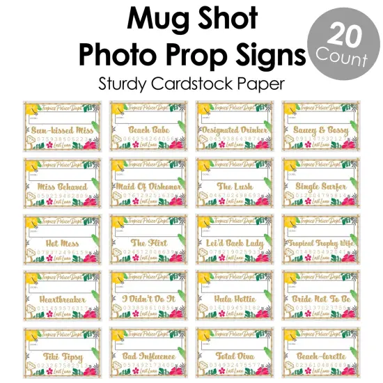 Big Dot of Happiness Last Luau - Tropical Bachelorette Party and Bridal Shower Mug Shots - Photo Booth Props Kit - 20 Count {6}