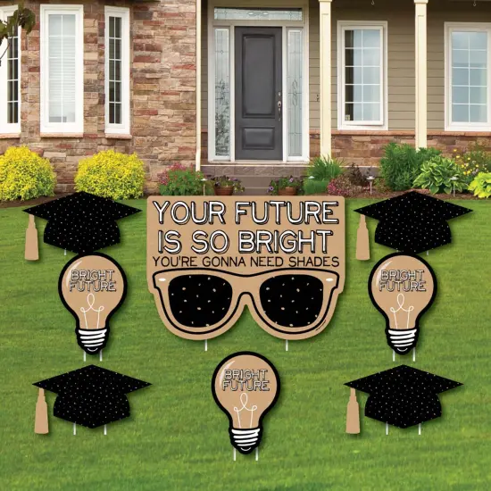 Big Dot of Happiness Bright Future Outdoor Decorations - Graduation Signs - Set of 8 {1}