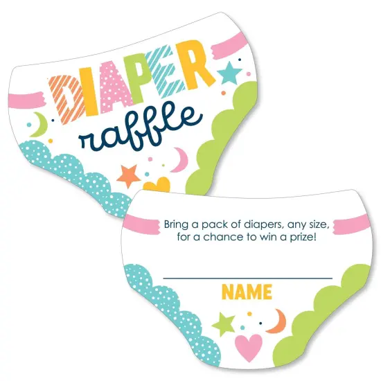 Big Dot of Happiness Colorful Baby Shower - Diaper Shaped Raffle Ticket Inserts - Gender Neutral Baby Shower Diaper Raffle Game - Set of 24 {1}