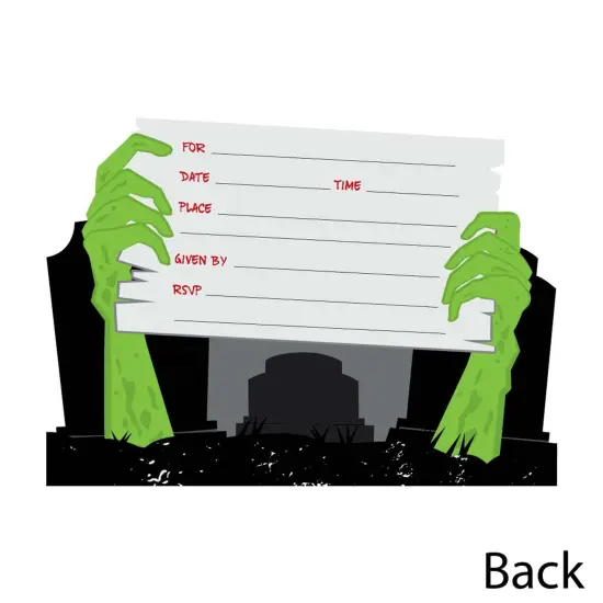 Big Dot of Happiness Zombie Zone - Shaped Fill-in Invitations - Halloween or Birthday Zombie Crawl Party Invitation Cards with Envelopes - Set of 12 {4}