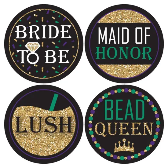 Big Dot of Happiness Nola Bride Squad - New Orleans Bachelorette Party Funny Name Tags - Party Badges Sticker Set of 12 {4}