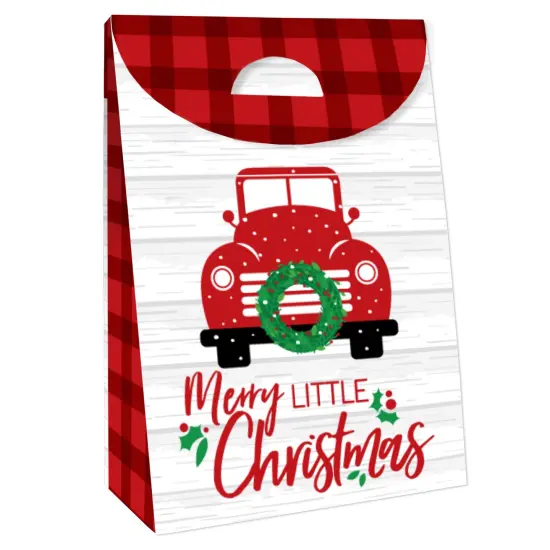 Big Dot of Happiness Merry Little Christmas Tree - Red Truck Christmas Gift Favor Bags - Party Goodie Boxes - Set of 12 {4}