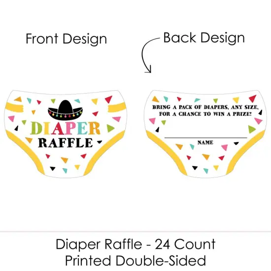 Big Dot of Happiness Let's Fiesta - Diaper Shaped Raffle Ticket Inserts - Fiesta Baby Shower Activities - Diaper Raffle Game - Set of 24 {3}