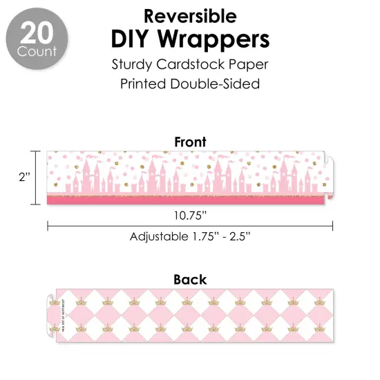 Big Dot of Happiness Little Princess Crown - Pink & Gold Baby Shower or Birthday Party Favors and Cupcake Kit - Fabulous Favor Party Pack - 100 Pieces {4}