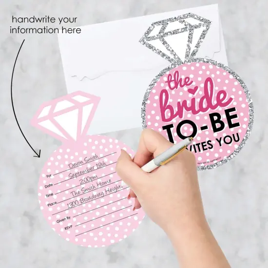 Big Dot of Happiness Bride-To-Be - Shaped Fill-In Invitations - Bridal Shower or Classy Bachelorette Party Invitation Cards with Envelopes - Set of 12 {3}