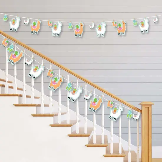 Big Dot of Happiness Whole Llama Fun - Llama Fiesta Baby Shower or Birthday Party DIY Decorations - Clothespin Garland Banner - 44 Pieces {3}