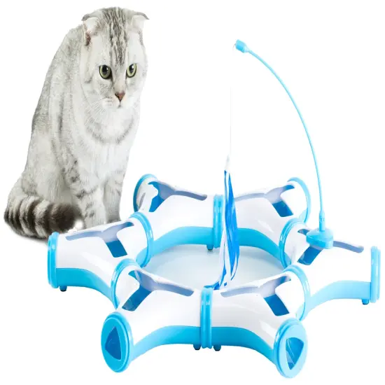 Configurable Interactive Cat Toy with Spring Feather Teaser {1}