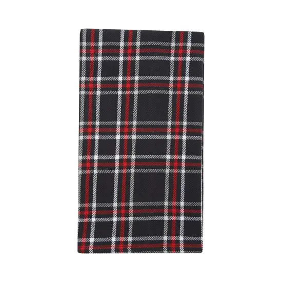 27' X 18" Poinsetta Plaid Woven Cotton Kitchen Dish Towel Red White and Black Plaid {1}