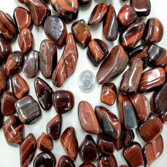Bulk Tumbled Red Tiger's Eye Crystal Stones - Size Medium - 1 inch to 2 inch {4}