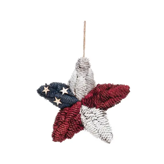 Americana 4th of July Pine Cone Star Patriotic Ornament {1}