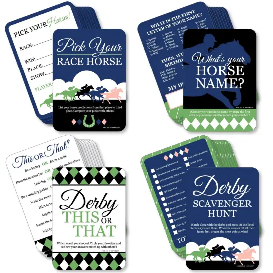 Big Dot of Happiness Kentucky Horse Derby - 4 Horse Race Party Games - 10 Cards Each - Gamerific Bundle {1}