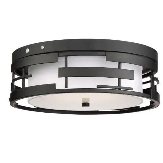 Lansing 3-Light Flush Mounted Light Fixture in Textured Black Finish {1}