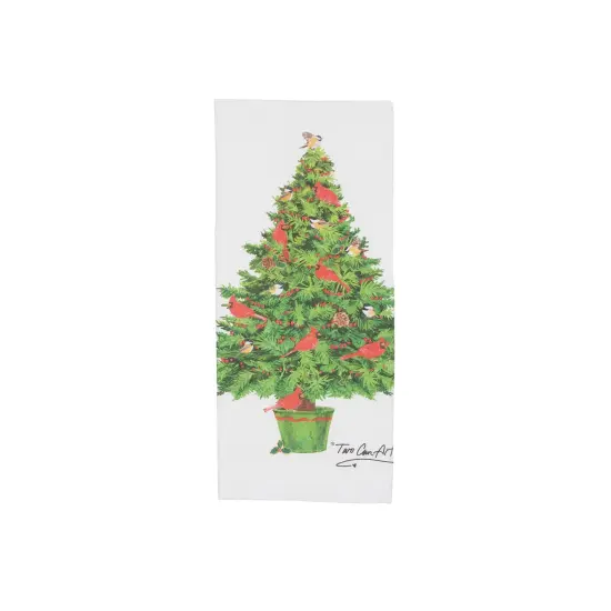 Cardinal Yuletide Tree Printed Cotton Flour Sack Kitchen Towel {3}