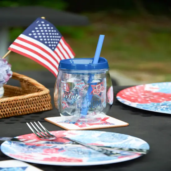 12 oz. Red White and Bloom 4th of July Patriotic Drinkware {3}