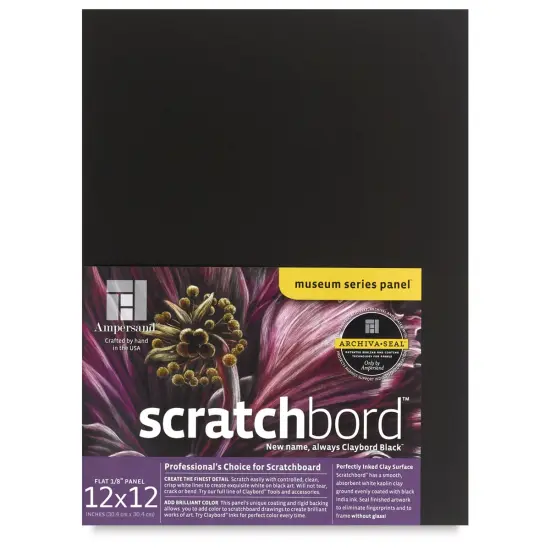 Ampersand Claybord Scratchbord - 12" x 12", 1/8" Thick, Black {1}