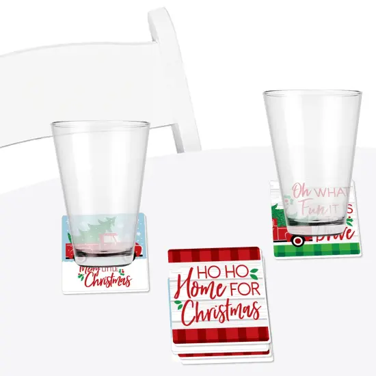 Big Dot of Happiness Merry Little Christmas Tree - Funny Red Truck and Car Christmas Party Decorations - Drink Coasters - Set of 6 {4}