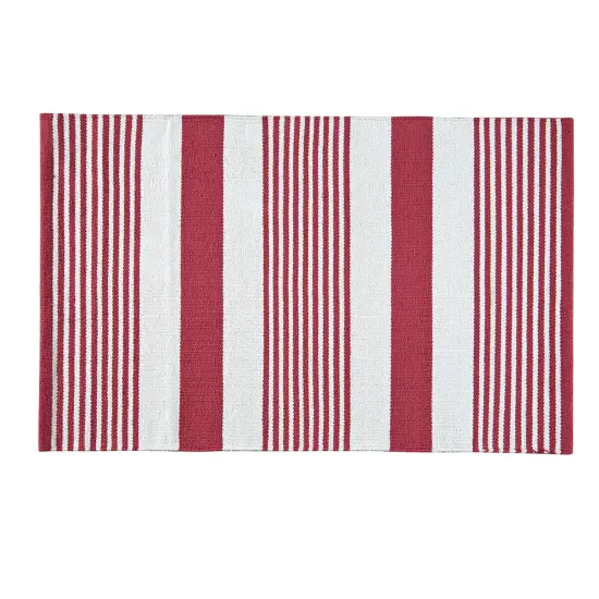 2'0" x 5'0" Red & White 4th of July Patriotic Woven Indoor Rug {1}