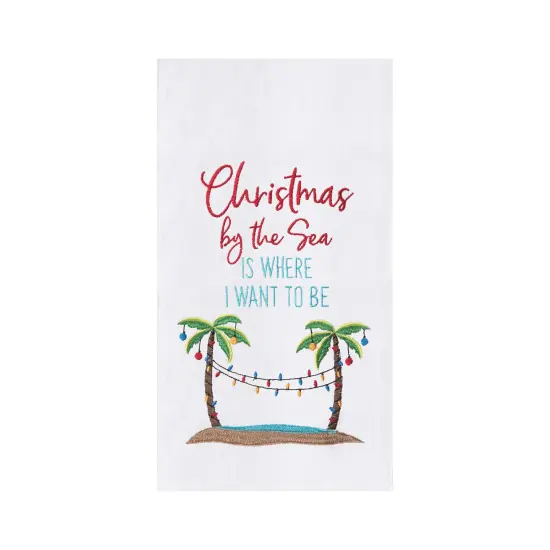 Christmas By The Sea Flour Sack Kitchen Dishtowel {1}