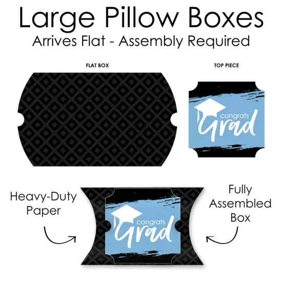 Big Dot of Happiness Light Blue Grad - Best is Yet to Come - Favor Gift Boxes - Light Blue Graduation Party Large Pillow Boxes - Set of 12 {7}