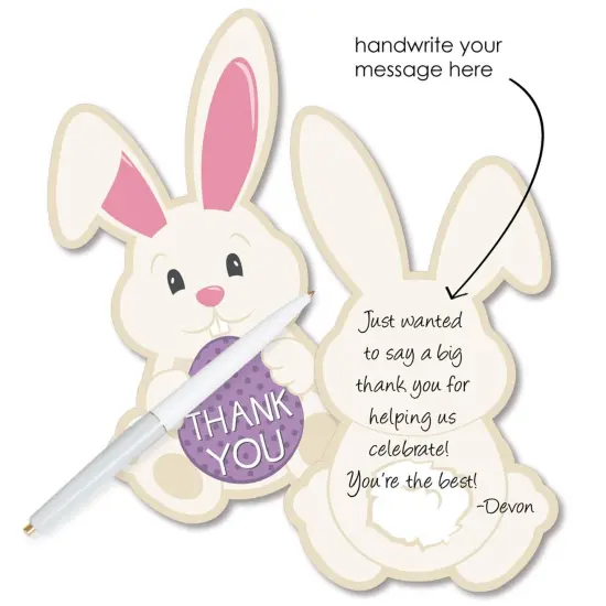 Big Dot of Happiness Hippity Hoppity - Shaped Thank You Cards - Easter Bunny Party Thank You Note Cards with Envelopes - Set of 12 {3}