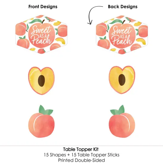 Big Dot of Happiness Sweet as a Peach - Fruit Themed Baby Shower or Birthday Party Centerpiece Sticks - Table Toppers - Set of 15 {6}