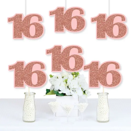 Big Dot of Happiness 16th Pink Rose Gold Birthday - Decorations DIY Happy Birthday Party Essentials - Set of 20 {1}