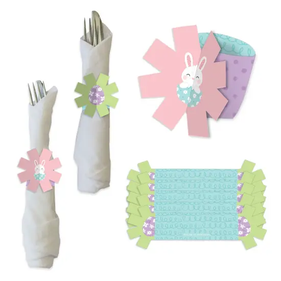 Big Dot of Happiness Spring Easter Bunny - Happy Easter Party Paper Napkin Holder - Napkin Rings - Set of 24 {1}