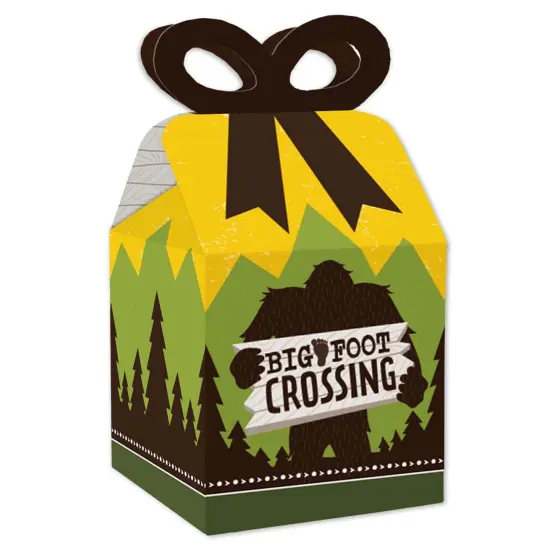 Big Dot of Happiness Sasquatch Crossing - Square Favor Gift Boxes - Bigfoot Party or Birthday Party Bow Boxes - Set of 12 {1}