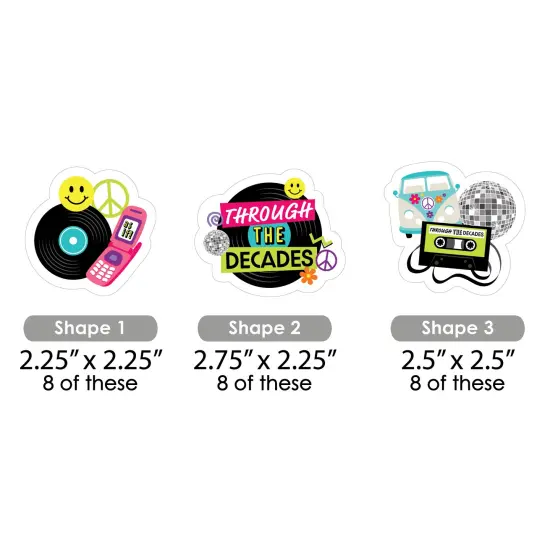 Big Dot of Happiness Through the Decades - Paper Straw Decor - 50s, 60s, 70s, 80s, and 90s Party Striped Decorative Straws - Set of 24 {3}