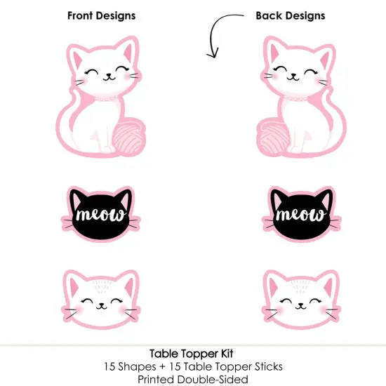 Big Dot of Happiness Purr-fect Kitty Cat - Kitten Meow Baby Shower or Birthday Party Centerpiece Sticks - Table Toppers - Set of 15 {6}
