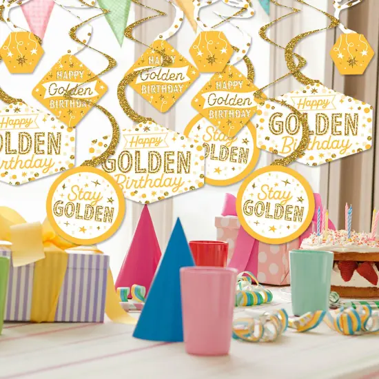 Big Dot of Happiness Golden Birthday - Happy Birthday Party Hanging Decor - Party Decoration Swirls - Set of 40 {3}