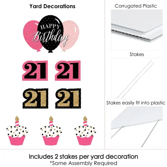 Big Dot of Happiness Finally 21 Girl - 21st Birthday - Yard Sign and Outdoor Lawn Decorations - 21st Happy Birthday Party Yard Signs - Set of 8 {6}