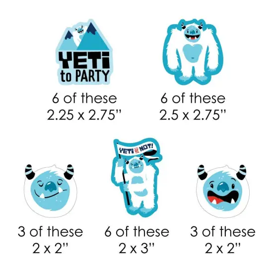 Big Dot of Happiness Yeti to Party - DIY Shaped Abominable Snowman Party or Birthday Party Cut-Outs - 24 Count {4}