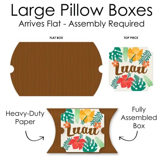 Big Dot of Happiness Tropical Luau - Favor Gift Boxes - Hawaiian Beach Party Large Pillow Boxes - Set of 12 {7}