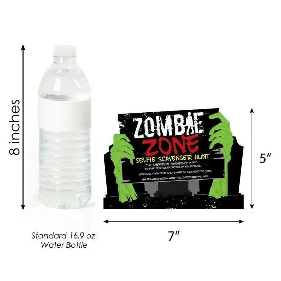 Big Dot of Happiness Zombie Zone - Selfie Scavenger Hunt - Halloween or Birthday Zombie Crawl Party Game - Set of 12 {4}