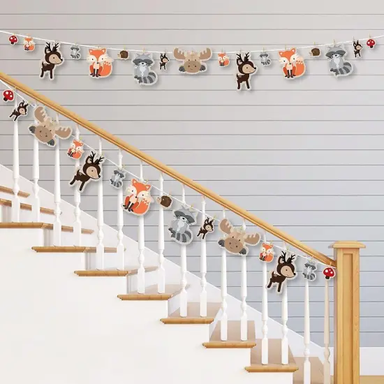 Big Dot of Happiness Woodland Creatures - Baby Shower or Birthday Party DIY Decorations - Clothespin Garland Banner - 44 Pieces {3}