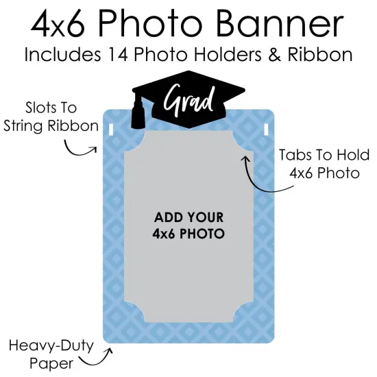 Big Dot of Happiness Light Blue Grad - Best is Yet to Come - DIY Light Blue Graduation Party Decor - K-12 School Picture Display - Photo Banner {7}
